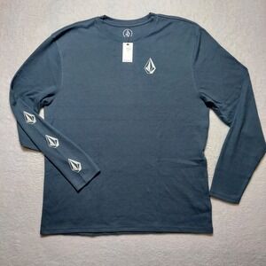 Volcom Thermal Shirt Mens XXL Blue New Long Sleeve Waffle Knit Logo 632006300